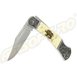 KNIFE WITH ZAMAK HANDLE - BOAR ENGRAVED