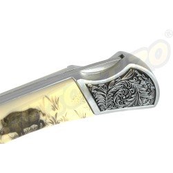 KNIFE WITH ZAMAK HANDLE - BOAR ENGRAVED