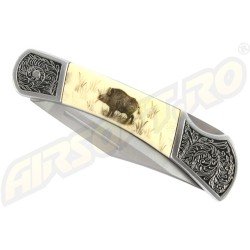 KNIFE WITH ZAMAK HANDLE - BOAR ENGRAVED