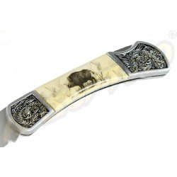 KNIFE WITH ZAMAK HANDLE - BOAR ENGRAVED