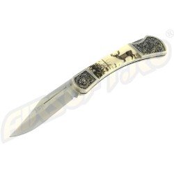 KNIFE WITH ZAMAK HANDLE - DEER ENGRAVED