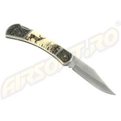 KNIFE WITH ZAMAK HANDLE - DEER ENGRAVED