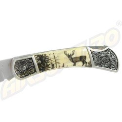 KNIFE WITH ZAMAK HANDLE - DEER ENGRAVED