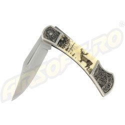 KNIFE WITH ZAMAK HANDLE - DEER ENGRAVED