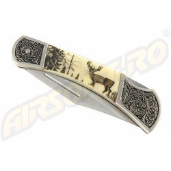 KNIFE WITH ZAMAK HANDLE - DEER ENGRAVED