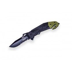 BRICEAG TACTIC CU DESCHIDERE RAPIDA - 9 CM / MANER DE CAUCIUC - GREEN