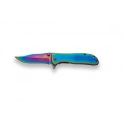 BRICEAG CU DESCHIDERE RAPIDA - FULL RAINBOW TITANIUM COATED - 7.5 CM