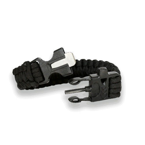 BRATARA PARACORD CU AMNAR SI FLUIER - BLACK