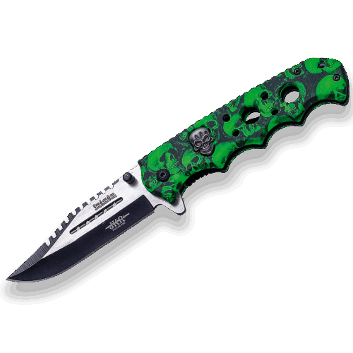 BRICEAG CU DESCHIDERE RAPIDA - 8.5CM - SKULL GREEN