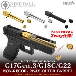 NINE BALL CARBON 8 STRIKER 9 - 14MM CCW THREADED OUTER BARREL FOR GLOCK SERIES - GD - GOLD