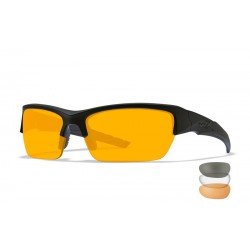 WILEY X BALLISTIC PROTECTION GLASSES MODEL VALOR CLEAR/GREY/LIGHT RUST MATTE BLACK FRAME